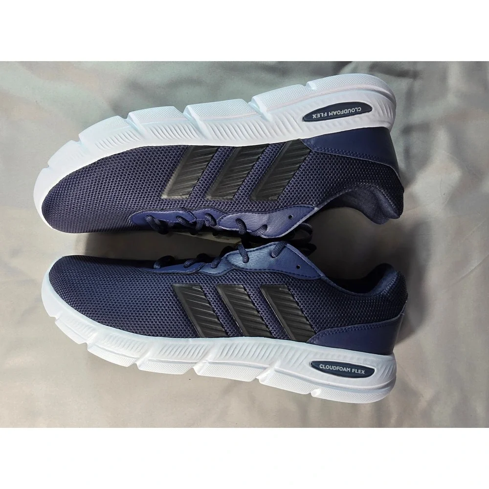 Adidas Cloudfoam Flex Men 11 Navy Black Wide Fit Running Shoes HQ4853 NEW